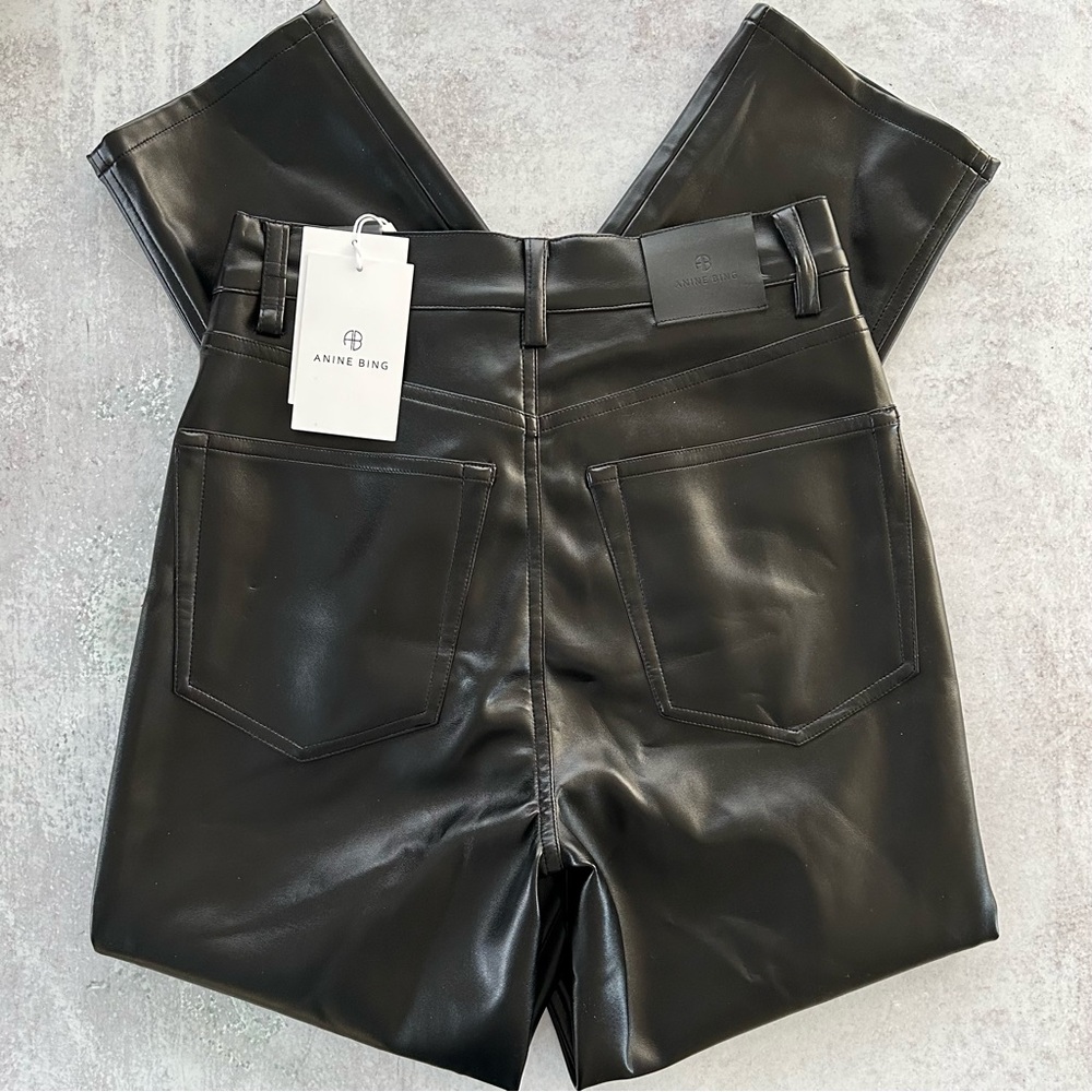 ANINE BING Sonya Faux Leather Pants, Black 25 US 2 FR 34 - Picture 9 of 12